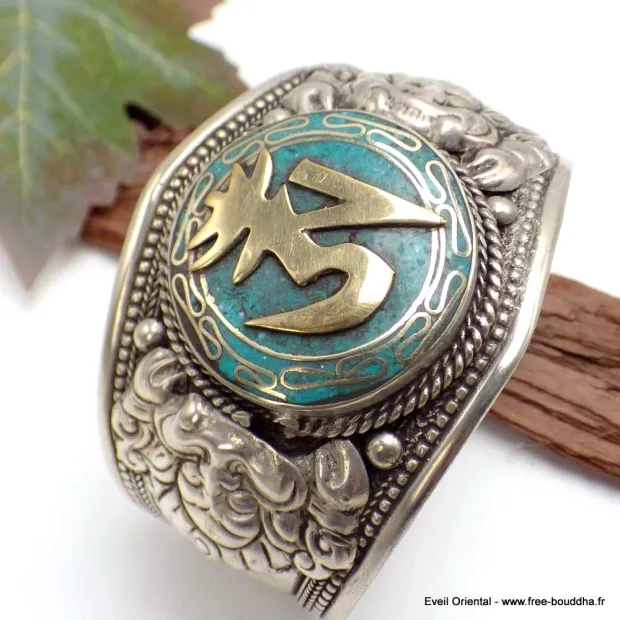 Bracelet bouddhiste OM métal laiton - Bracelets tibétains bouddhistes