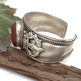 Gros bracelet tibétain Dorjé Jaspe rouge - Bracelets tibétains bouddhistes