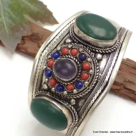 Gros Bracelet tibétain Onyx pierres fantaisie