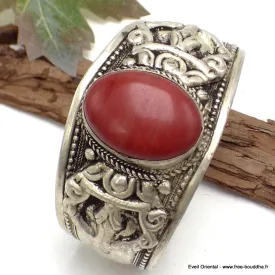 Gros bracelet tibétain Dorjé Jaspe rouge - Bracelets tibétains bouddhistes