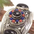 Gros Bracelet tibétain bouddhiste en Onyx noir - Bracelets tibétains bouddhistes