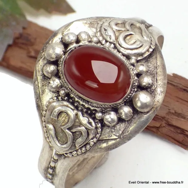 Bracelet tibétain bouddhiste Cornaline Om - Bracelets tibétains bouddhistes