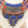 Collier tibetain femme lapis corail Colliers tibétains et népalais COL28