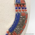 Collier tibetain femme lapis corail Colliers tibétains et népalais COL28