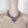 Collier tibetain femme lapis corail Colliers tibétains et népalais COL28