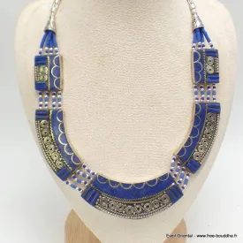 Collier tibetain femme couleur lapis lazuli - Colliers tibétains et népalais