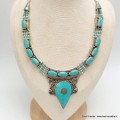 Gros collier tibétain couleur turquoise Colliers tibétains et népalais COL32