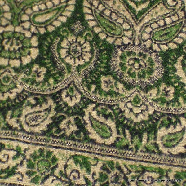 Grand châle de méditation vert olive 100 x 200 cm Grand Châle népalais 100 x 200 cm GSS18