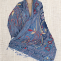 Châle laine brodée bleu parme Tous les pashminas HB1