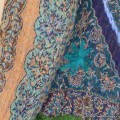 Châle laine brodée turquoise mauve Tous les pashminas HB2
