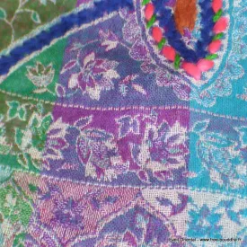 Châle oriental laine brodée multicolore - Châles en laine faits main