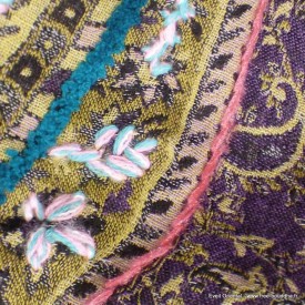 Châle laine brodée violine kaki Tous les pashminas HB13