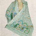 Châle laine brodée vert menthe Tous les pashminas HB11