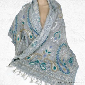 Pashmina châle laine gris vert Tous les pashminas HB20