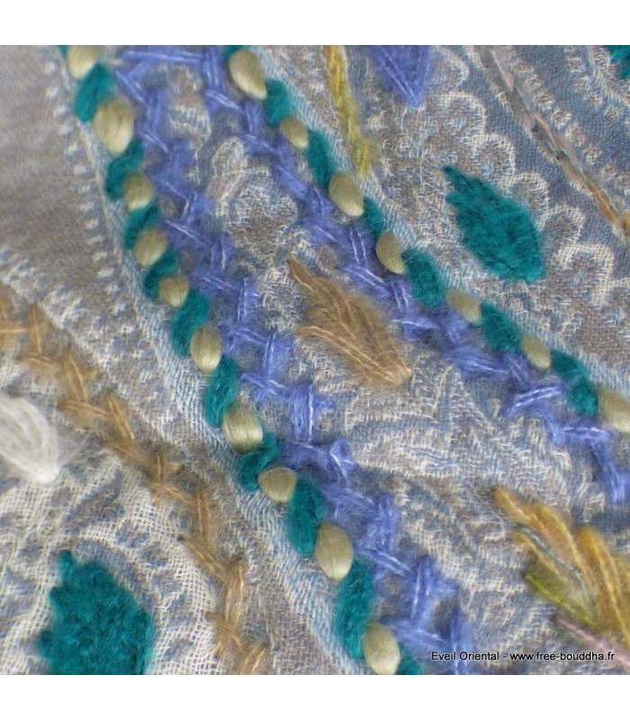 Pashmina châle laine gris vert Tous les pashminas HB20