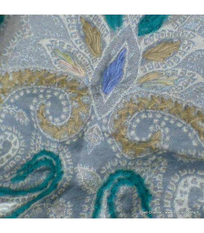 Pashmina châle laine gris vert Tous les pashminas HB20