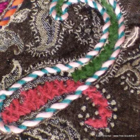 Châle pour femme marron turquoise - Châles en laine faits main