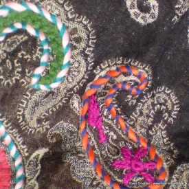 Châle pour femme marron noir multicolore - Châles en laine faits main