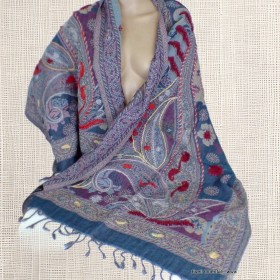 Châle pour femme bleu pétrole violet Tous les pashminas HB27