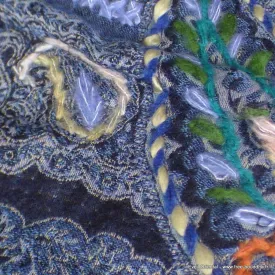 Châle pour femme laine bleu nuit - Châles en laine faits main