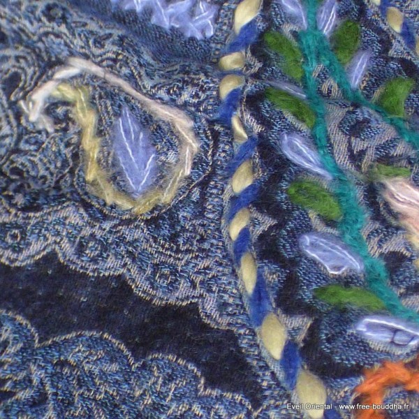 Châle pour femme laine bleu nuit Tous les pashminas HB28