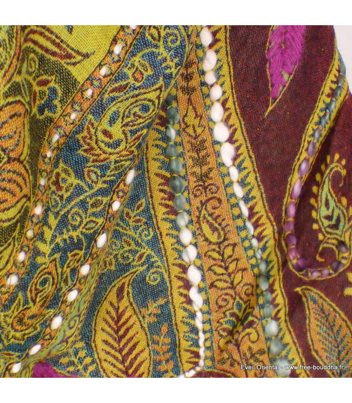 Châle pour femme laine bordeau vert Tous les pashminas HB30