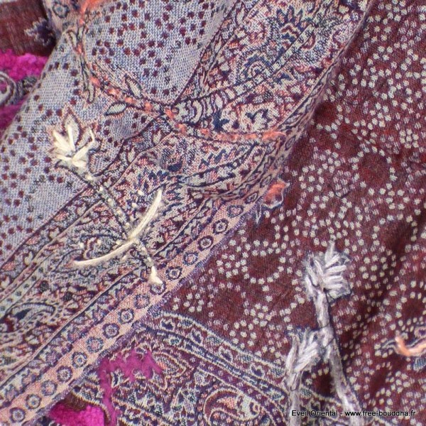 Châle pour femme laine bleu bordeau Tous les pashminas HB31