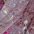 Châle pour femme laine bleu bordeau - Châles en laine faits main