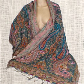 Châle pour femme laine vert bordeau Tous les pashminas HB33