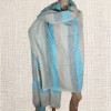 Très grand châle laine de yack bleu écru 240 x 120 cm Très grand châle népalais 240 x 120 cm TGCN5