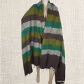 Grand châle de méditation marron vert - Grand châle népalais 240 x 120 cm