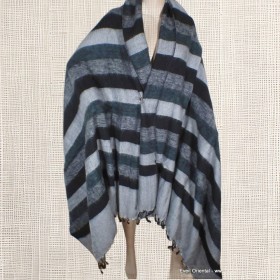Grand châle de méditation gris noir Très grand châle népalais 240 x 120 cm TGCN24