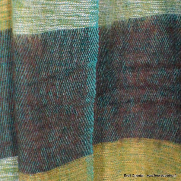 Grand châle népalais moutarde vert 120 x 240 cm Très grand châle népalais 240 x 120 cm TGCN27