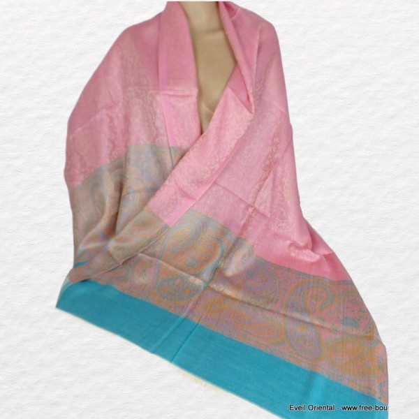 Châle en soie de bambou turquoise rose Pashminas pure soie CFB1