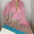 Châle en soie de bambou turquoise rose Pashminas pure soie CFB1