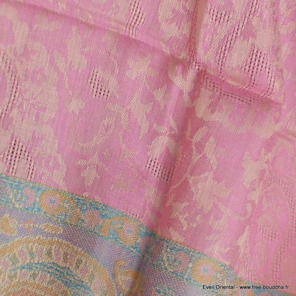 Châle en soie de bambou turquoise rose Pashminas pure soie CFB1