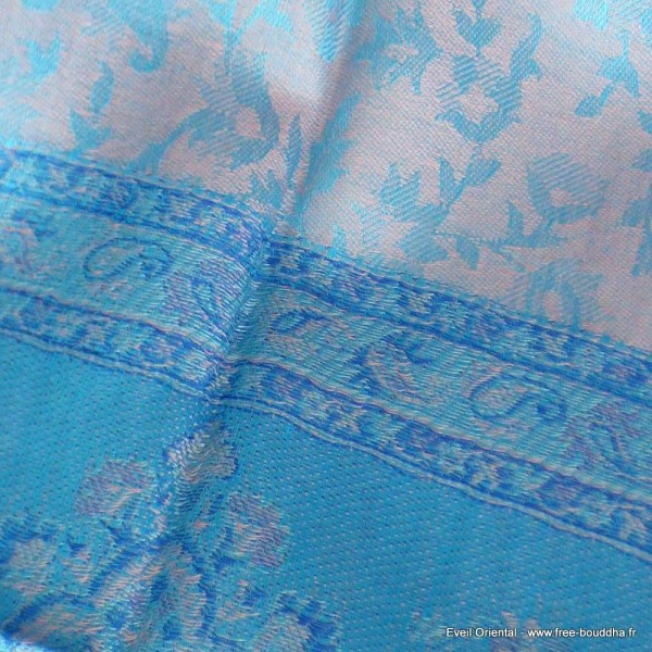 Châle en soie de bambou nuances de bleu Pashminas pure soie CFB2