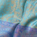 Châle bambou violet turquoise Pashminas pure soie CFB3