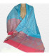 Châle bambou turquoise motifs cachemire Pashminas pure soie CFB4