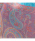 Châle bambou turquoise motifs cachemire Pashminas pure soie CFB4