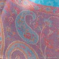 Châle bambou turquoise motifs cachemire Pashminas pure soie CFB4