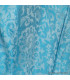 Châle bambou turquoise motifs cachemire Pashminas pure soie CFB4