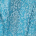 Châle bambou turquoise motifs cachemire Pashminas pure soie CFB4