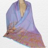 Châle bambou mauve turquoise motifs éléphants Pashminas pure soie CFB5