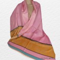 Châle bambou moutarde rose Pashminas pure soie CFB6