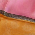 Châle bambou moutarde rose Pashminas pure soie CFB6