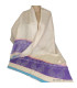 Châle bambou écru mauve Pashminas pure soie CFB7