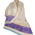 Châle bambou écru mauve Pashminas pure soie CFB7