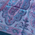 Châle bambou turquoise mauve Pashminas pure soie CFB8