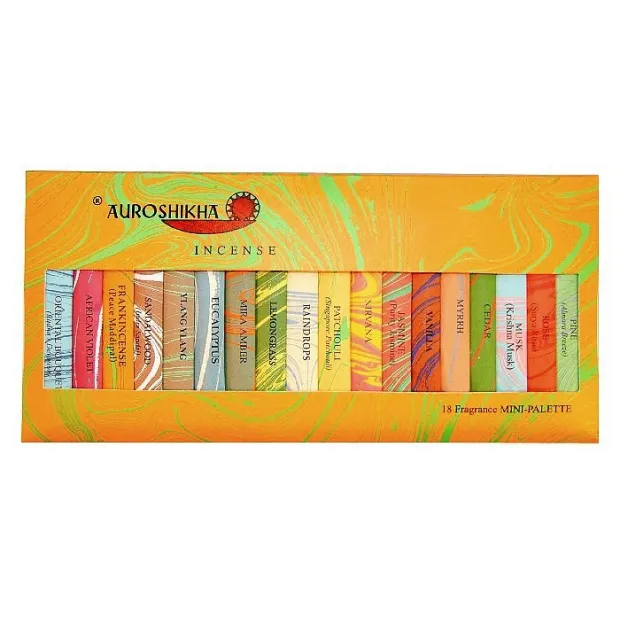 Mini coffret d'encens bio Auroshikha 14 senteurs - Encens naturel bio Auroshika aux plantes